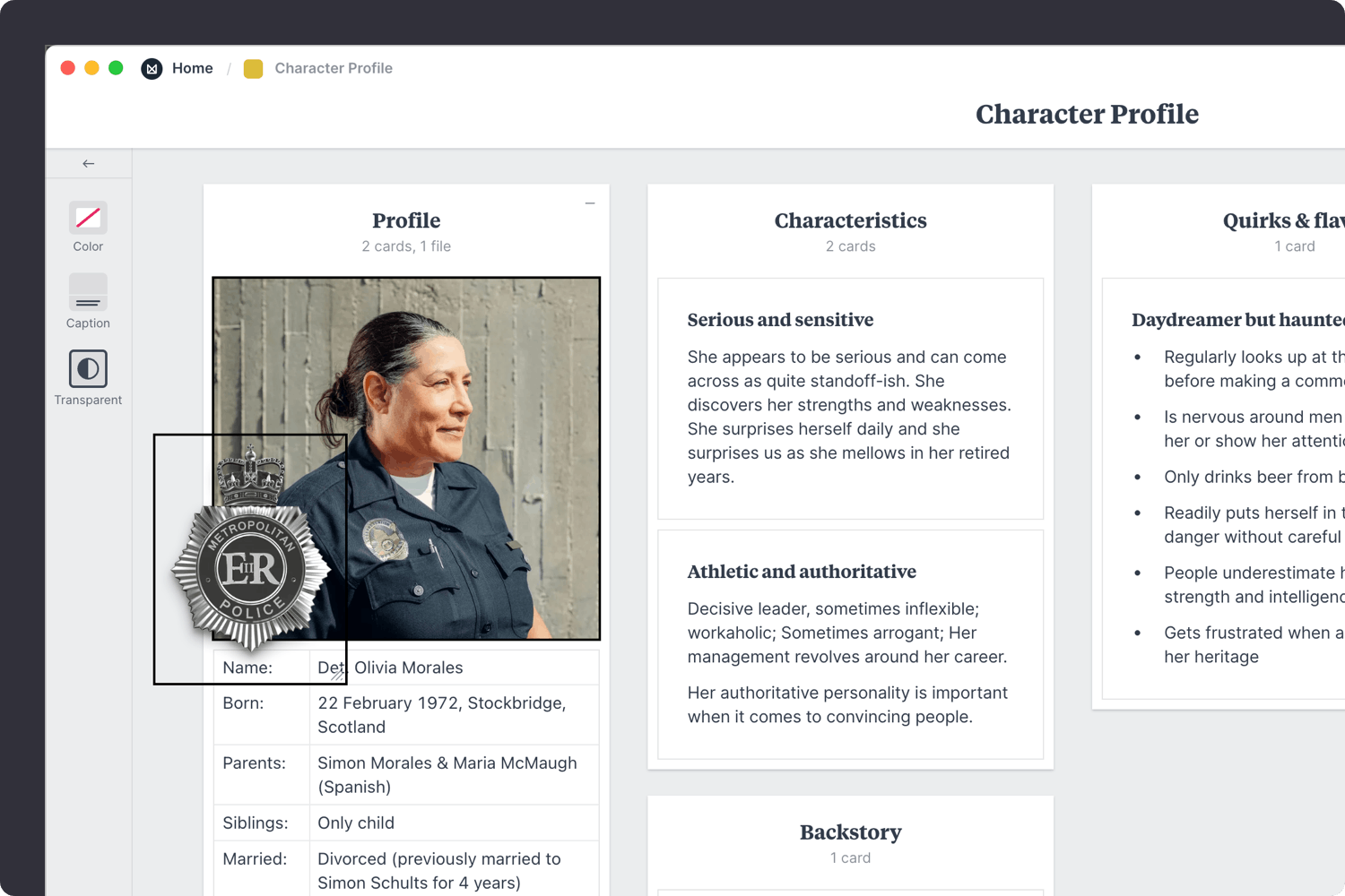 character profile Step7